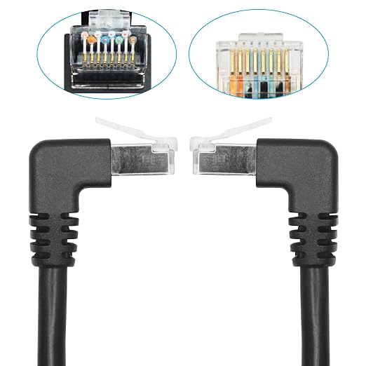 2Pcs 90 Degree Cat6 Ethernet Extension Cable 1FT, Up Angle RJ45 Male to Female - Image 5