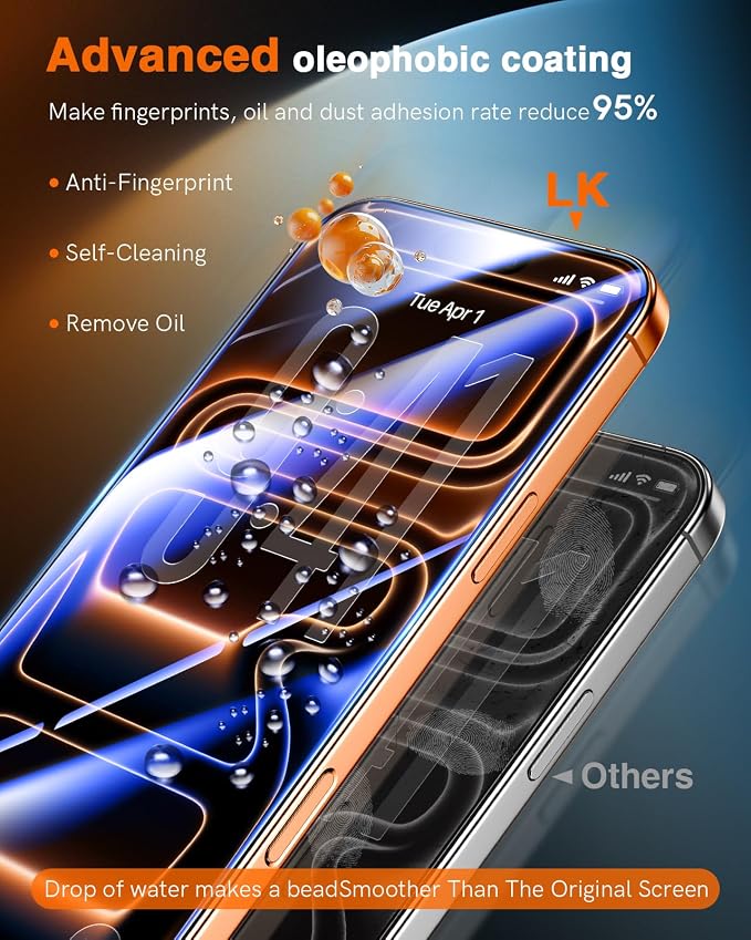 LK 2 Pack for iPhone 17 Pro Max Screen Protector Tempered Glass, Military Grade - Image 4