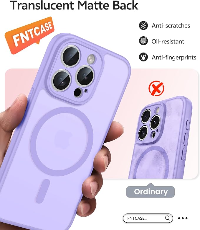 FNTCASE for iPhone 15 Pro Case: Translucent Matte Cases - Image 7