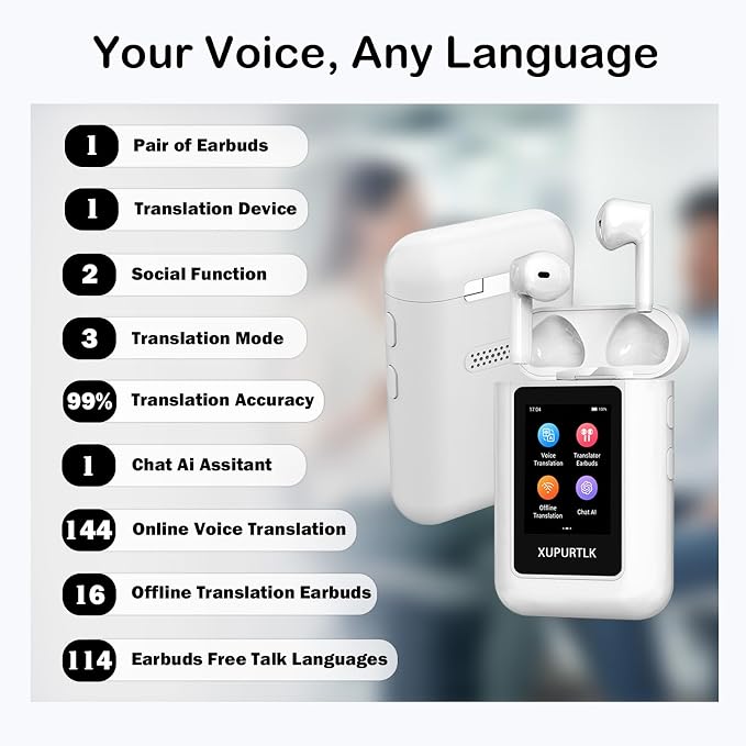 Xupurtlk AI Translation Earbuds Real Time, 120 Offline Packages Audifonos - Image 5
