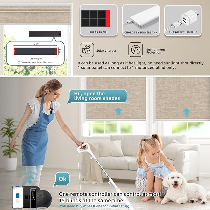 SmartWings Motorized 100% Blackout Shades Blinds, Custom Size, Cordless Window - Image 2