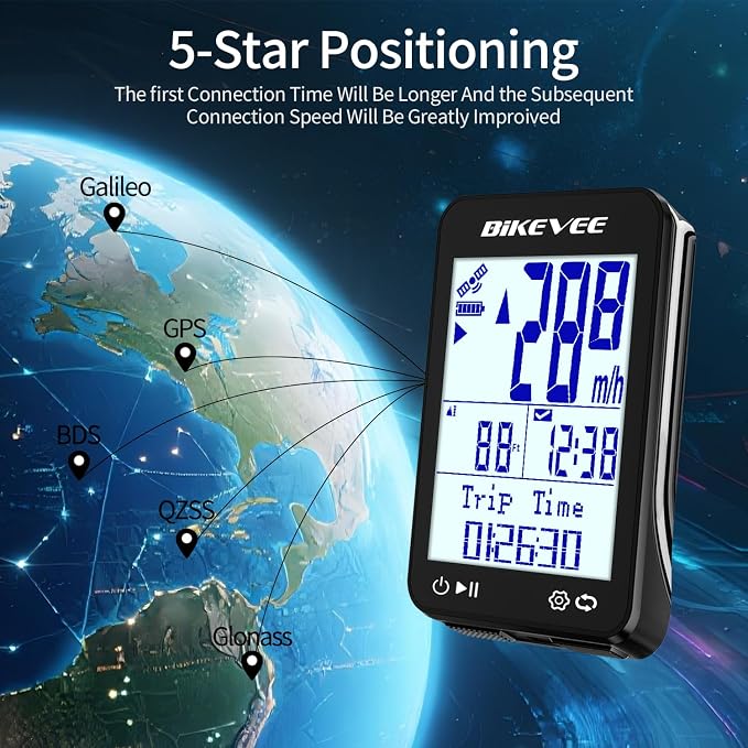 GPS Bike Computer Wireless Bicycle Speedometer Odometer 9 Languages Auto - Image 6
