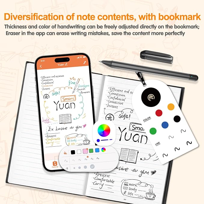 Yuan Digital Sync Pen with Notebook, Smart Writing Set Real time Sync Digitizing - Image 8