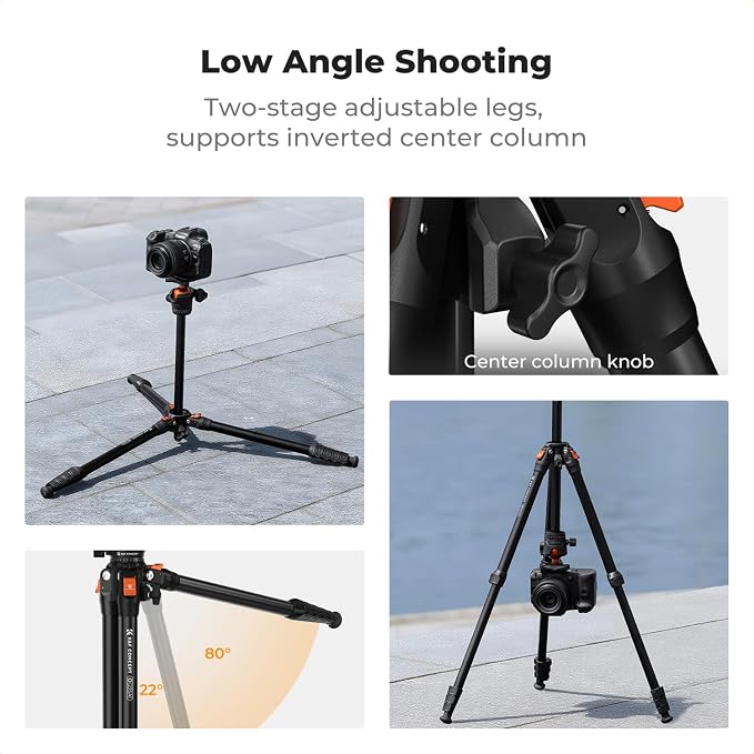 K&F CONCEPT 63" Aluminum Travel Tripod - Image 5