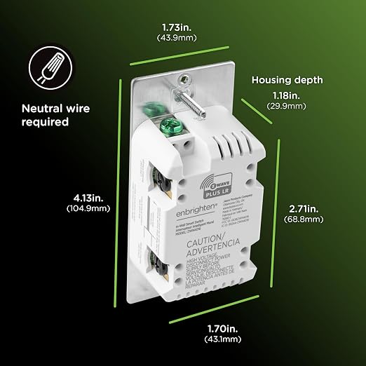 Enbrighten 800 Series Z-Wave On/Off Toggle Switch, Long Range 800LR, Quick Fit - Image 6