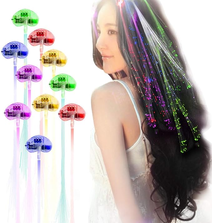 20pcs Multicolor LED Flashing Fiber Optic Hair Barrettes by Wiekose