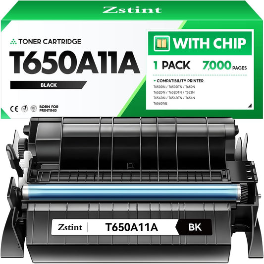 T650A11A Toner Cartridge with chip Black High Yield 1-Pack Replacement for Lexmark T650A11A Toner Compatible with Lexmark T650DN T650DTN T650N T652DN T652DTN T652N T654DN T654DTN T654N T656DNE Printer