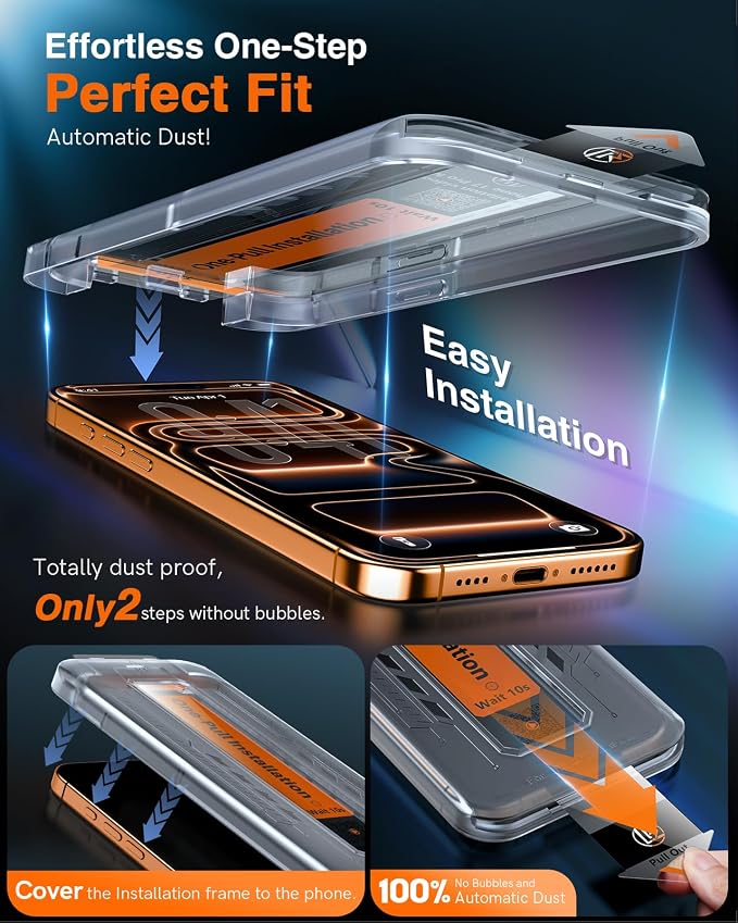 LK 2 Pack for iPhone 17 Pro Max Screen Protector Tempered Glass, Military Grade - Image 2
