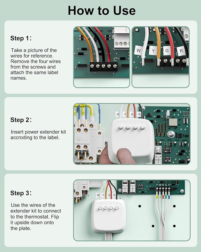 WUKUR Power Extender Kit for ecobee Smart Thermostat Premium, C-Wire Adapter - Image 8