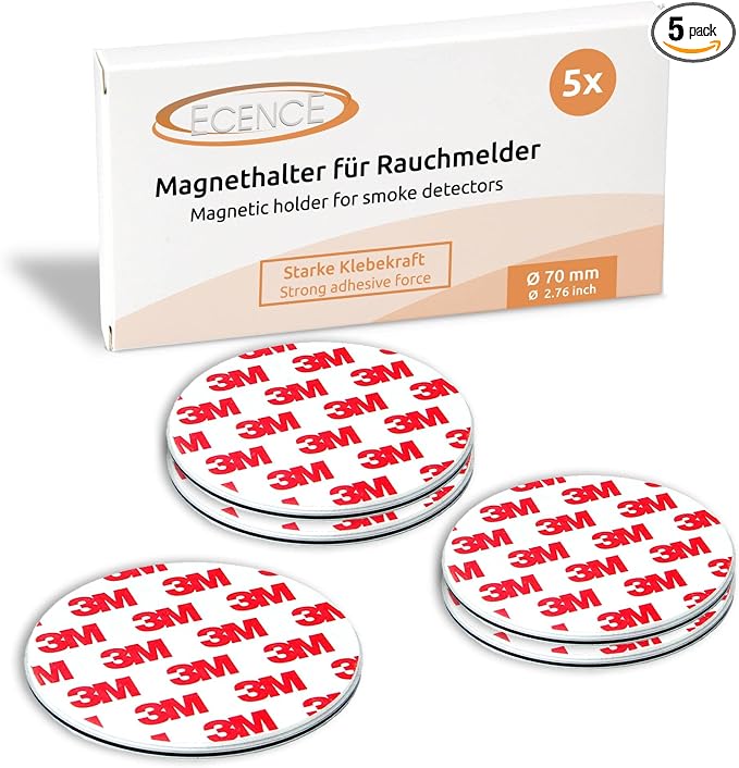 ECENCE Magnetic Smoke Detector Installation Tool 5pcs Magnetic Adhesive Pads by ECENCETradingGmbH