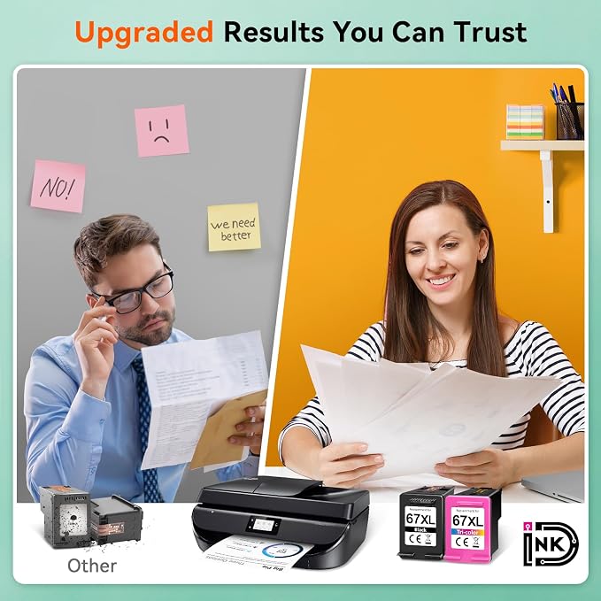 67XL Compatible for HP 67 Ink Cartridges Black Color Combo Pack Used for HP - Image 4