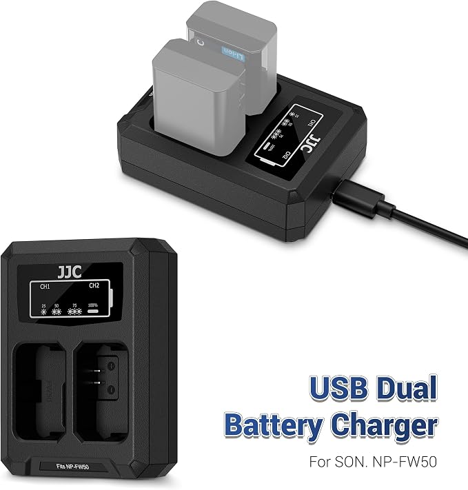 JJC NP-FW50 Battery Charger USB Dual Slot - Image 2
