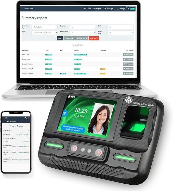 Biometric Time Clock for Employees Attendance by AlliedTimeUSA