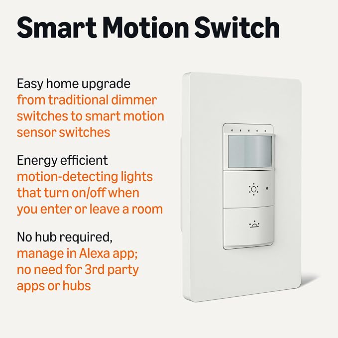 Amazon Basics Smart Motion Sensor Dimmer Switch, Single Pole, Works - Image 2