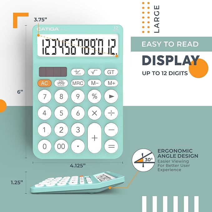 CATIGA 12 Digit Desktop Calculator Basic Desk Calculator - Image 3