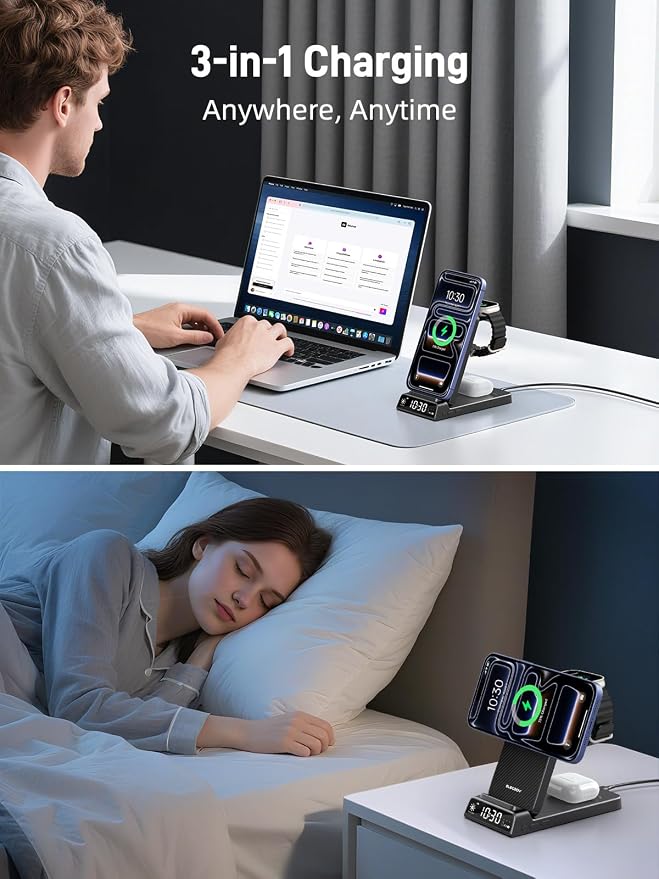 3 in 1 Charging Station for Apple, ELECDOV Magnetic Charger for iPhone - Image 5