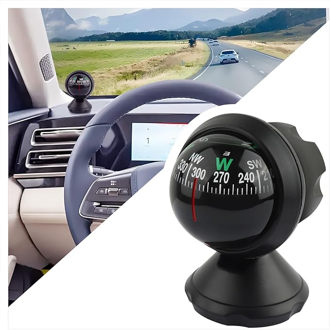 Compass for Car with Bottom Stick Car Compass Ball, Adjustible and Night Vision by Unknown