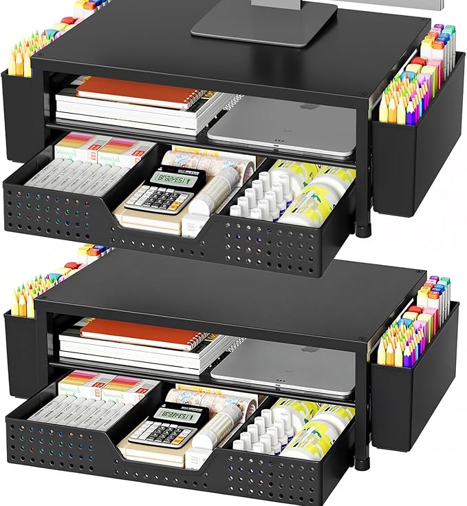 OPNICE Desk Organizer and Accessories, 2-Tier Computer Monitor Stand Riser by OPNICE