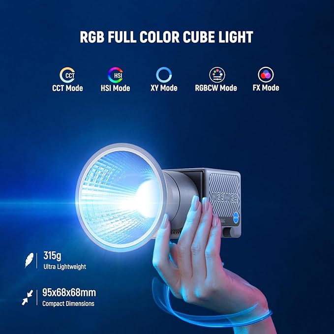 NEEWER 60W Portable RGB LED Video Light Handheld Fill Light, APP/2.4G/Panel - Image 2