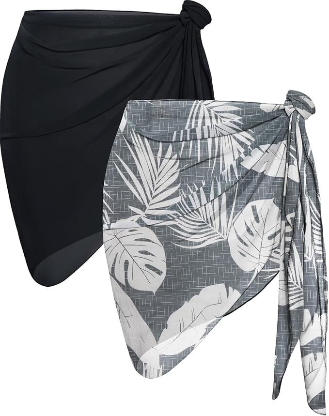 CHICGAL 2 Pieces Women Beach Sarong Bathing Suit Wrap Skirt Sheer Bikini by CHICGAL