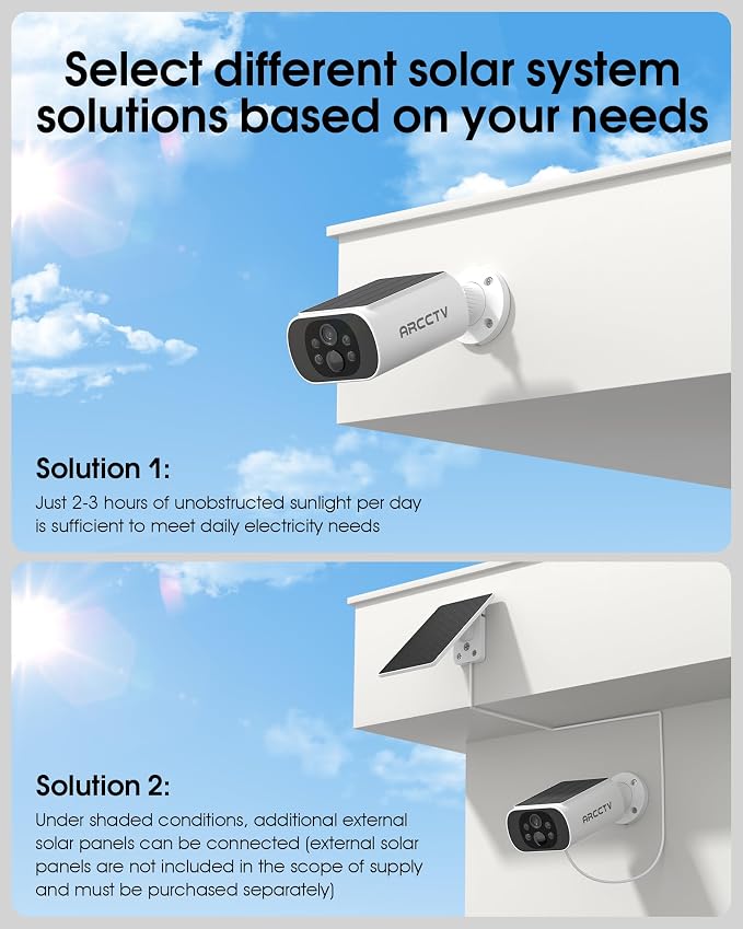 ARCCTV Solar Security Cameras Wireless Outdoor, Add on C3 Base, No Subscription - Image 4