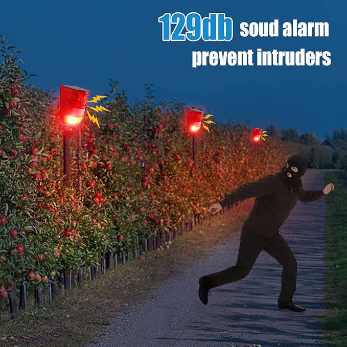 Qualirey Solar Sound and Light Alarm Motion Sensor 129db Outdoor Security Siren - Image 7
