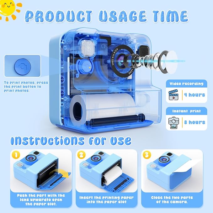 Kids Camera Instant Print with Flip Lens, 1080P HD Video Inkless Toddler - Image 5