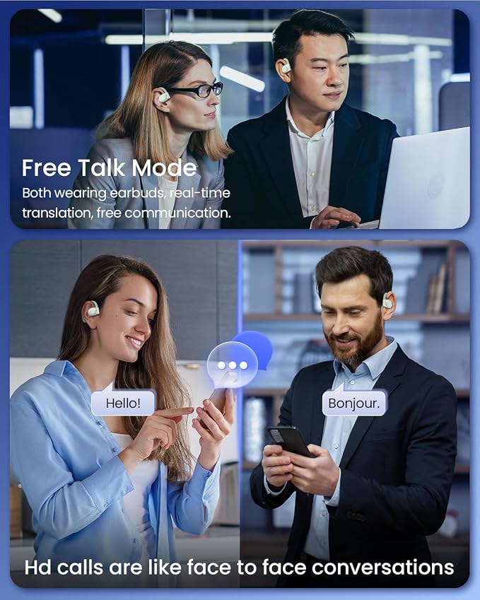 AI Translation Earbuds Real Time 164 Languages 80H Playtime Translator Ear Buds - Image 3