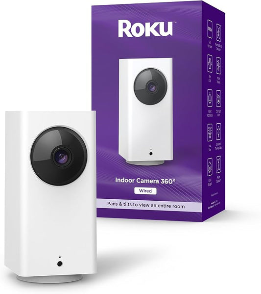 Roku Indoor Camera 360° for Home Security by Amazon+Renewed