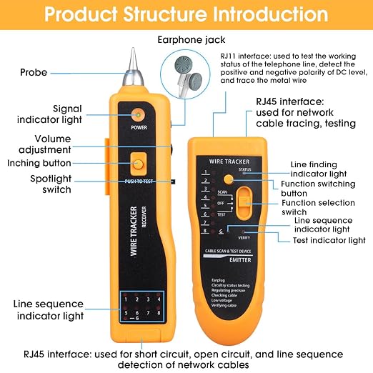 Cable Tracer Ethernet Network Cable Tester RJ45 RJ11 - Image 2