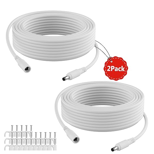 12V DC Power Extension Cable 20 FT, 5.5 mm x 2.1 mm 5521 Male to Female Supply by Conable