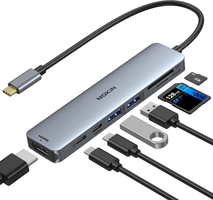 USB C Hub HDMI Adapter for MacBook Pro/Air, MOKiN 7 in 1 USB C Dongle by MOKiN