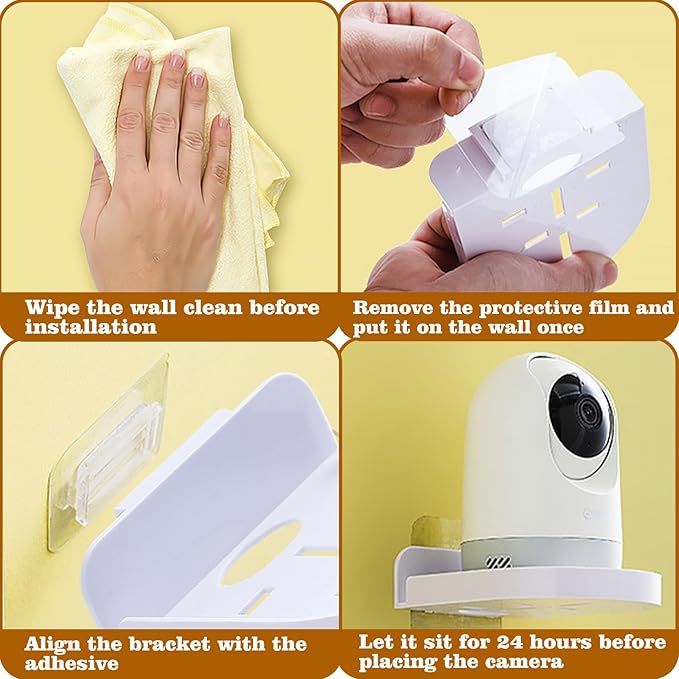 4 Pcs Security Camera Wall Mount, Baby Monitor Wall Mount, Adhesive Small Wall - Image 5