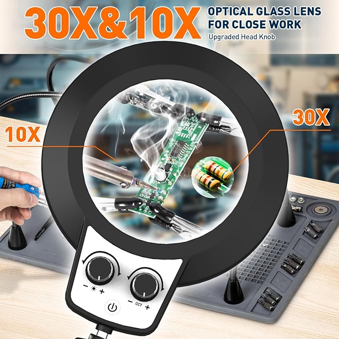 Silicone Mat Helping Hands Soldering Station, 30X/10X Magnifying Glass - Image 2