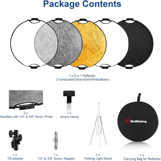 WELLMAKING 32'' Photography Reflector Dual Handle Collapsible 5-in-1 - Image 5