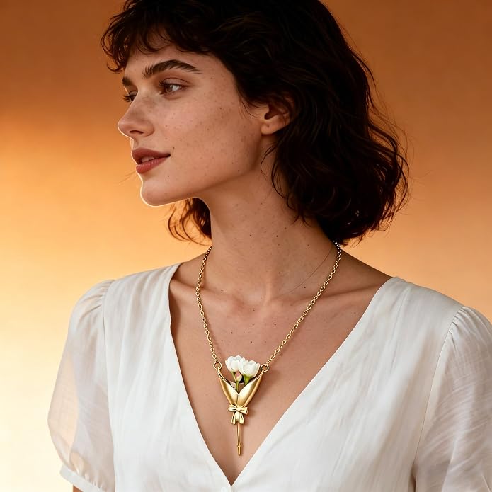 Flower Holder Necklace for Women Creative Mini Wearable Floral Vase Necklaces - Image 4
