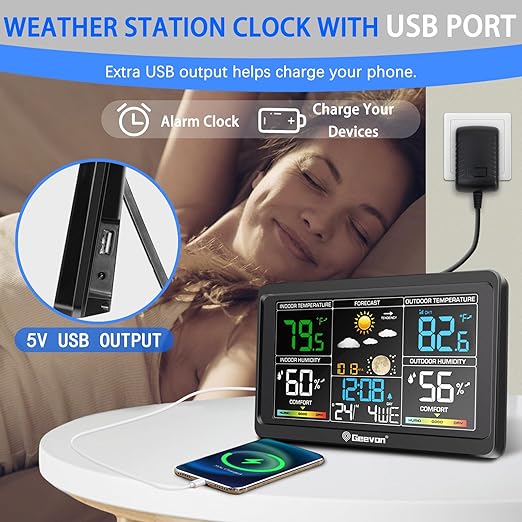Geevon Weather Stations Wireless Indoor Outdoor Thermometer, Color VA Display - Image 6