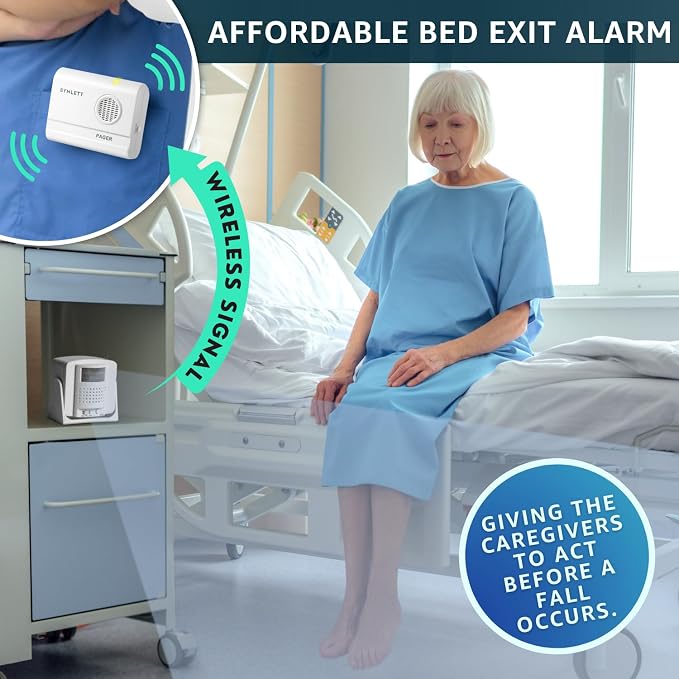 Bed Alarm Caregiver Pager with Wireless Motion Sensor Alarm Indoor Fall - Image 2