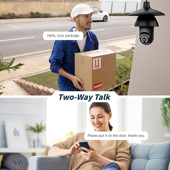 2K Light Bulb Camera Outdoor, 2.4/5GHz Wi-Fi 6 Security Cameras Wireless Outdoor - Image 4