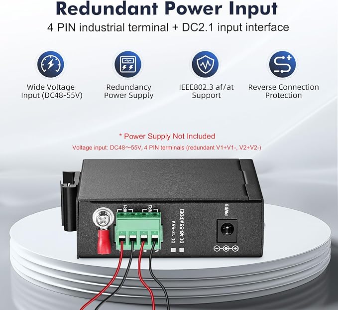 6 Port Mini Gigabit Industrial DIN-Rail PoE Switch, 4 x 100/1000Mbps POE Ports - Image 5