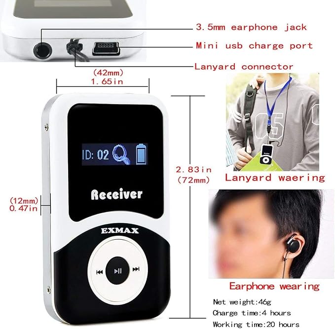 EXMAX® ATG-100T 195MHz Wireless Tour Guide System Simultaneous Translation - Image 5
