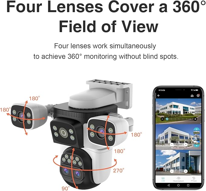 EVERSECU 10x Hybrid Zoom Quad Lens WiFi PTZ Security Camera, Triple Cameras in - Image 5