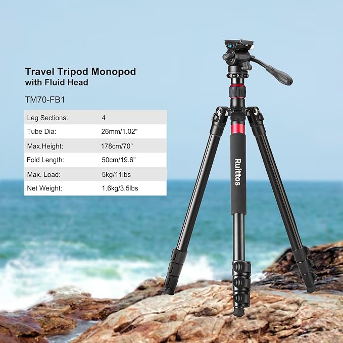 Camera Tripod, Aluminum Heavy Duty Tripod - Image 2
