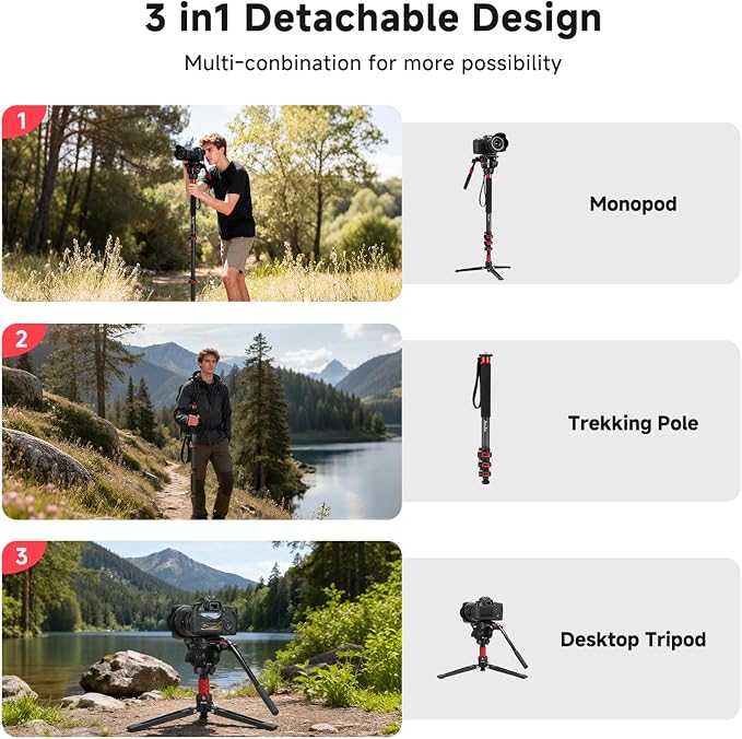 Avella C324D Carbon Fiber 67 Inch Camera Monopod Professional Telescopic Video - Image 6