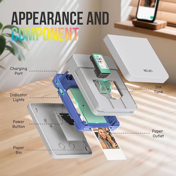 Nelko PP01 Instant Smartphone Photo Printer, Portable Mini Color Wireless - Image 6