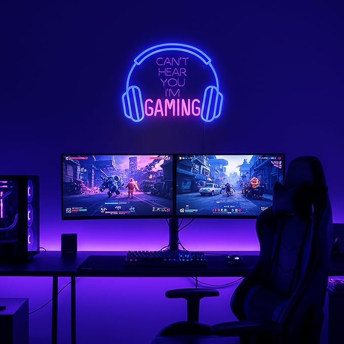 Kavaas Gaming Neon Sign, Can't Hear You I'm Gaming Headset LED Sign - Image 3