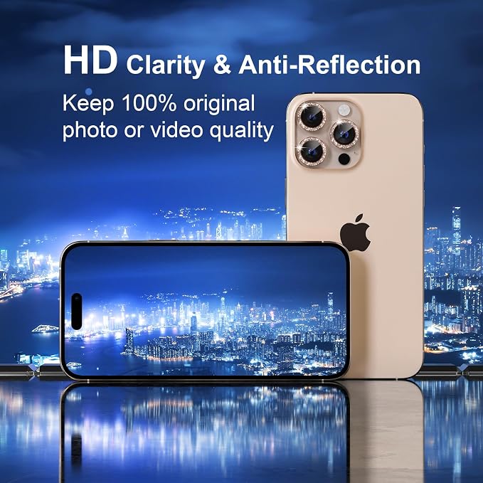 Misea Compatible for iPhone 16 Pro/iPhone 16 Pro Max Camera Lens Protector Bling - Image 4