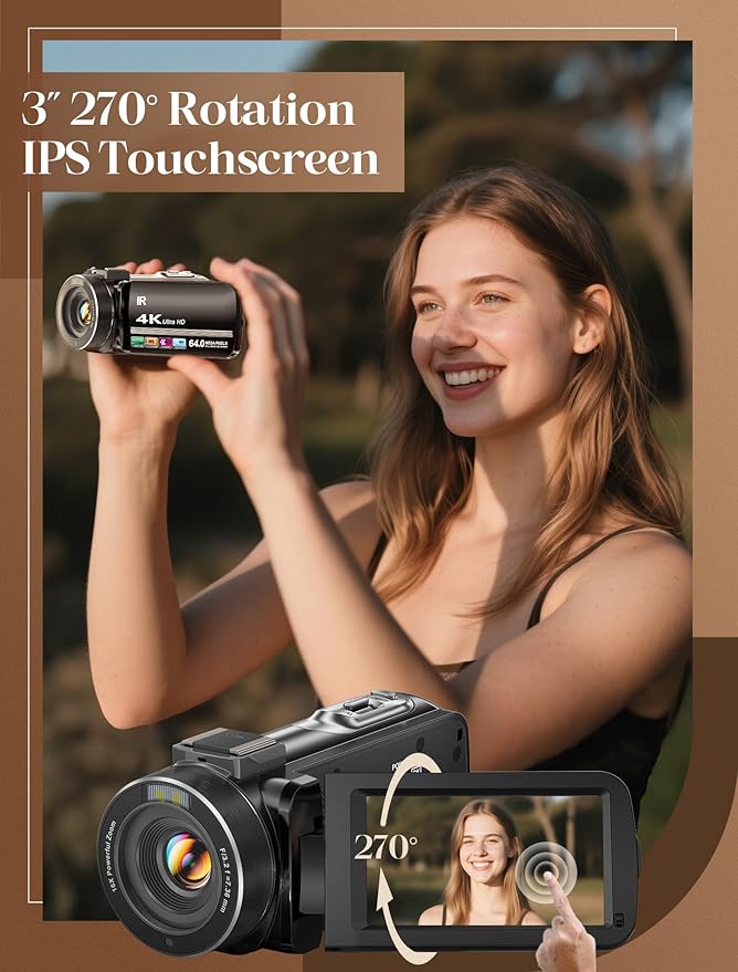 ZYDIIE 4K Video Camera Camcorder UHD 64MP Vlogging Camera - Image 4