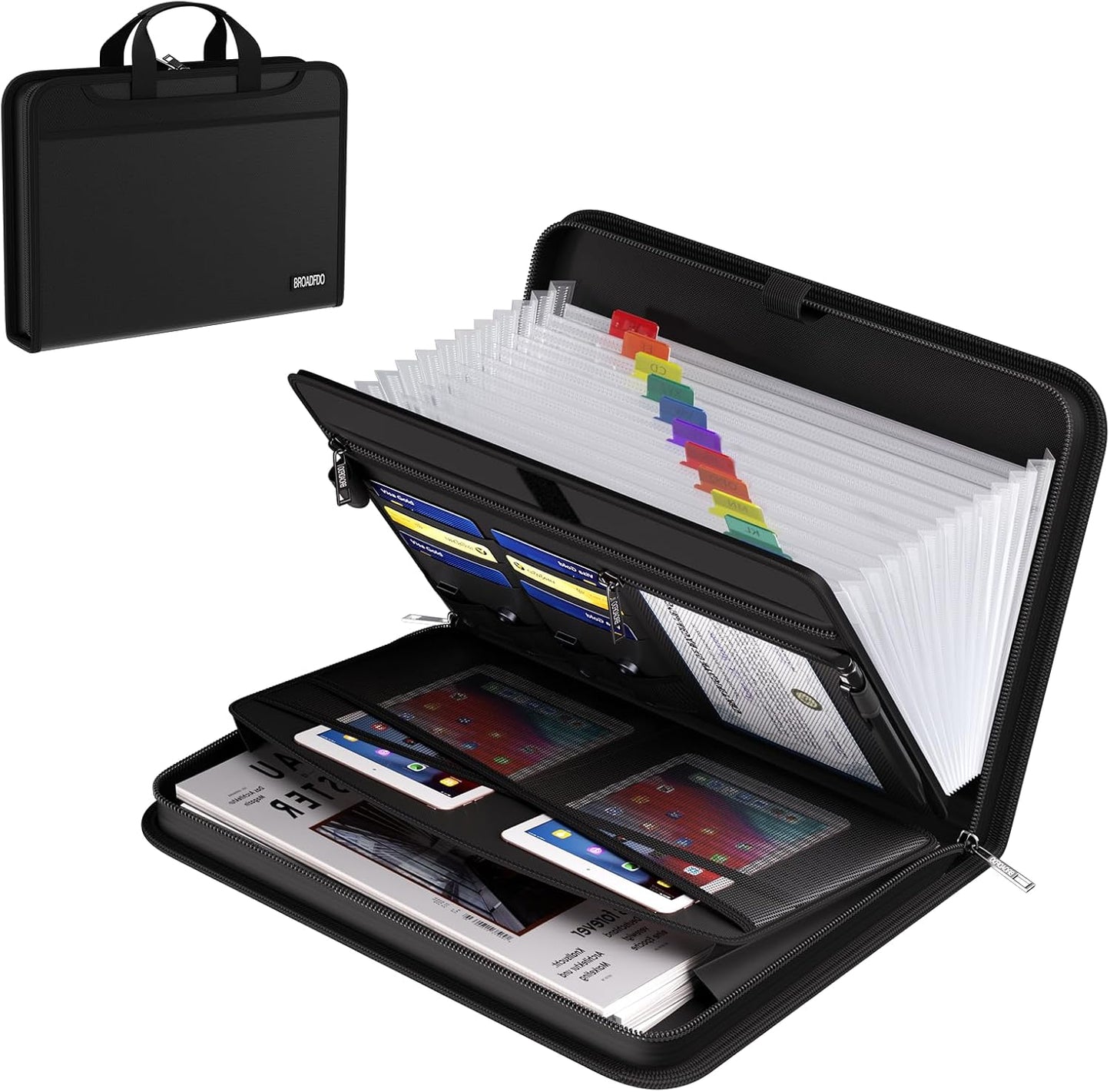 Fireproof & Waterproof Accordion File Organizer, 13-Pocket Expanding Document Organizer with Handle & Labels, Durable Heat-Resistant Folder for A4/Letter Files, Safe Home Office Travel Hold