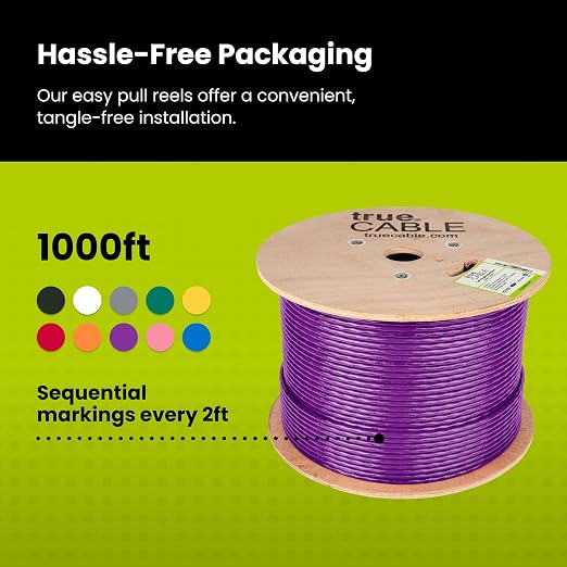 TRUE CABLE Cat6A Riser, Bulk Ethernet Cable, 23AWG Solid Bare Copper, - Image 5